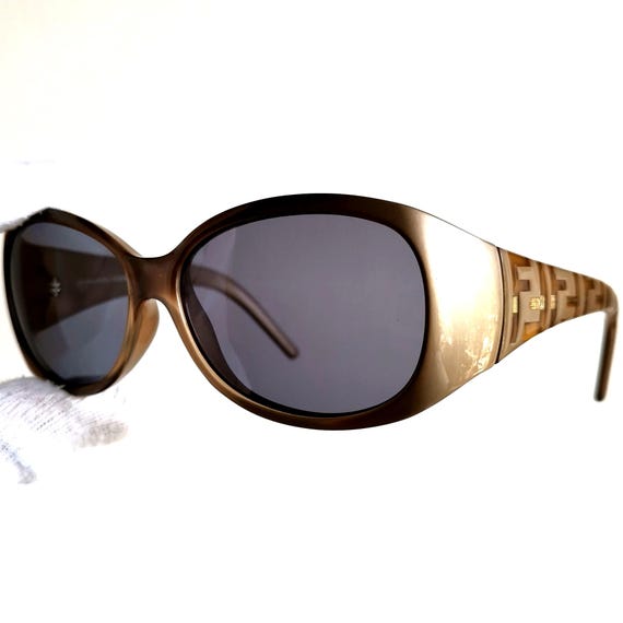 FENDI Vintage Sunglasses FF Monogram Pattern Golden Oval FS407