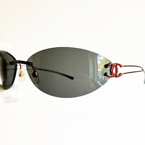 CHANEL sunglasses vintage rare oval red cherry frame wrap frameless rimless cateye diva Rihanna Lady Gaga Kylie Jenner 4049 90s y2k new NOS
