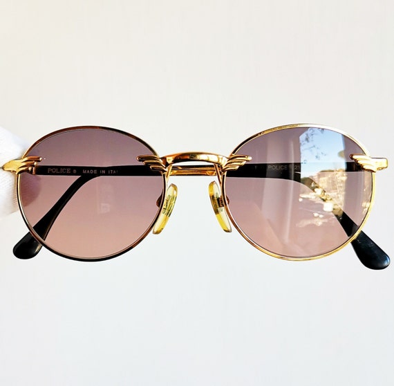 POLICE vintage Sunglasses rare round oval gold Mi… - image 1