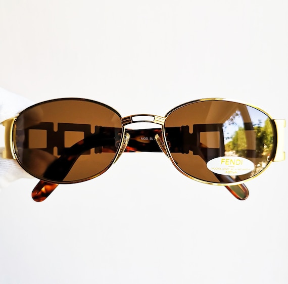 Fendi Gold Frame Sunglasses with Brown Lenses s-l400.jpg main image 3
