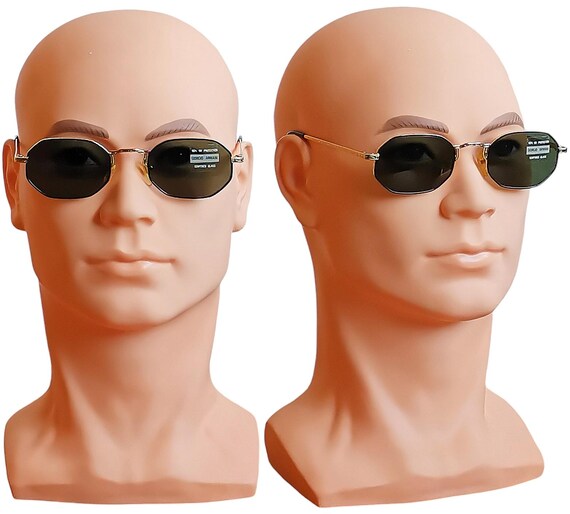 ARMANI Vintage Sunglasses Hexagon Squared Gold Black 622 Frame