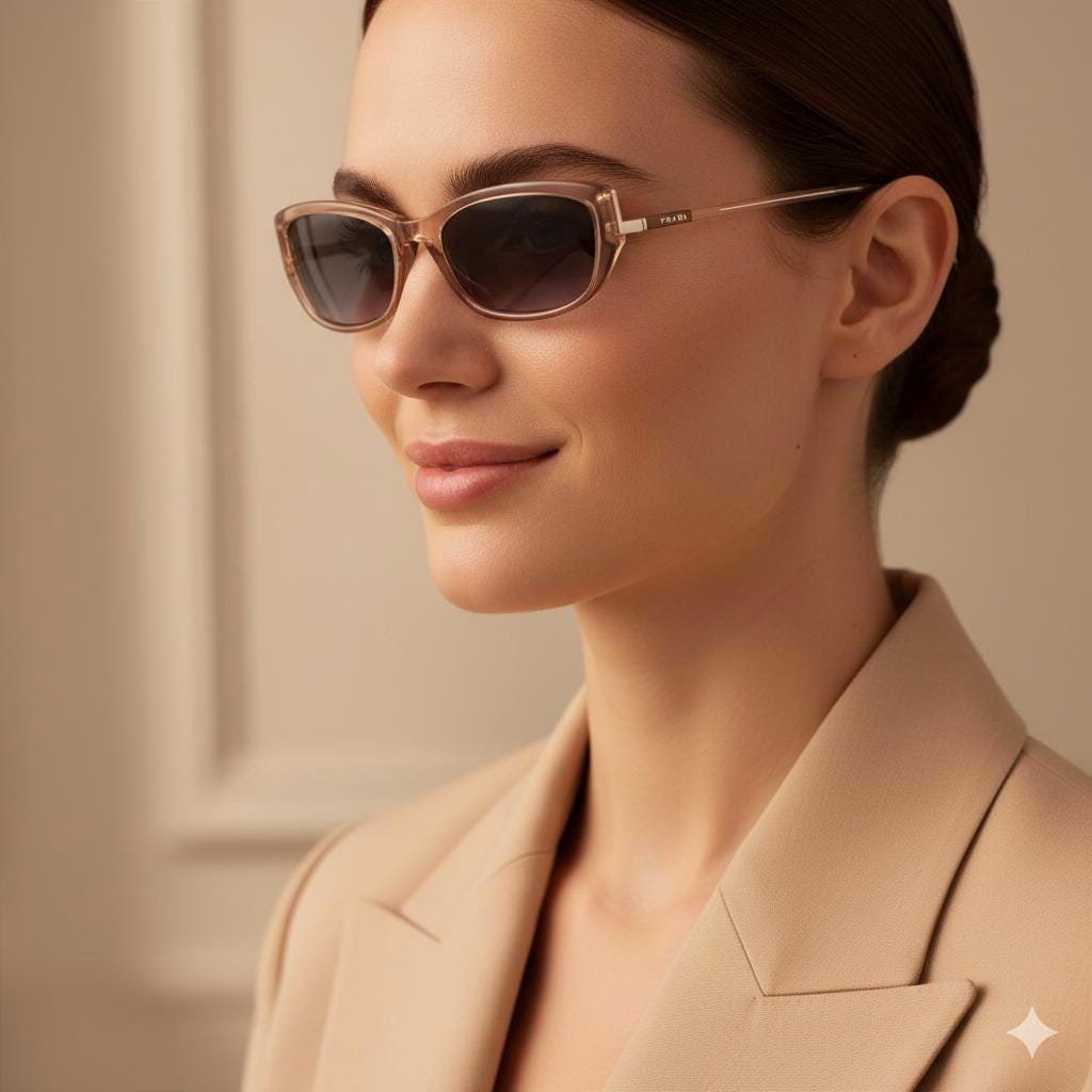 PRADA Vintage Sunglasses Pink Oval Cateye Silver VPR03N Frame 90s
