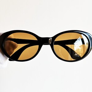 Óculos de sol vintage PERSOL RATTI oval olho de gato rockabilly armação preta cristal lente âmbar Kylie Minogue Jenner Rihanna Lagy Gaga anos 50 60 70 80