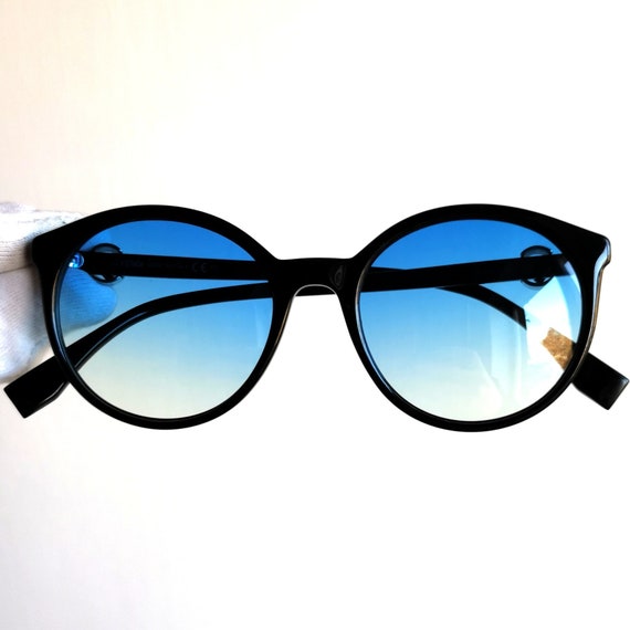 FENDI sunglasses round black New light blue lens … - image 3