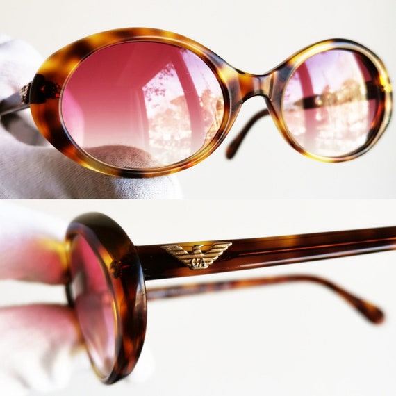 ARMANI vintage sunglasses oval gold brown 541-S 90s c… - Gem
