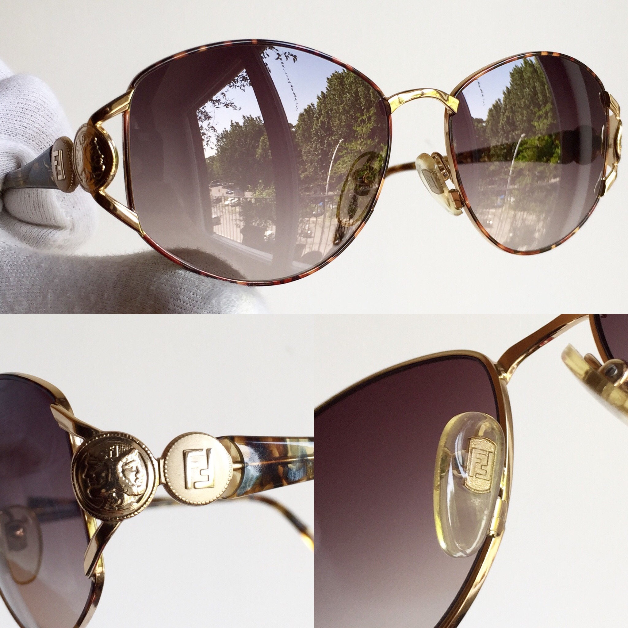 FENDI Vintage Sunglasses Gold FF Frame Tortoise Brown Fv237  display picture 1