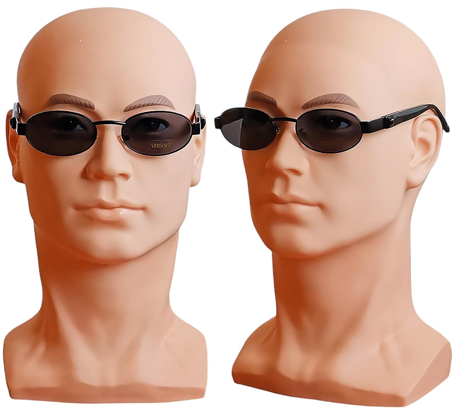 VERSACE Vintage Sunglasses Medusa Oval Black Small X18 Frame