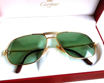 CARTIER Tank Santos Gold Filled Plated Sunglasses Vintage CARTIER Tank Santos Gold Filled Plated Sunglasses Vintage