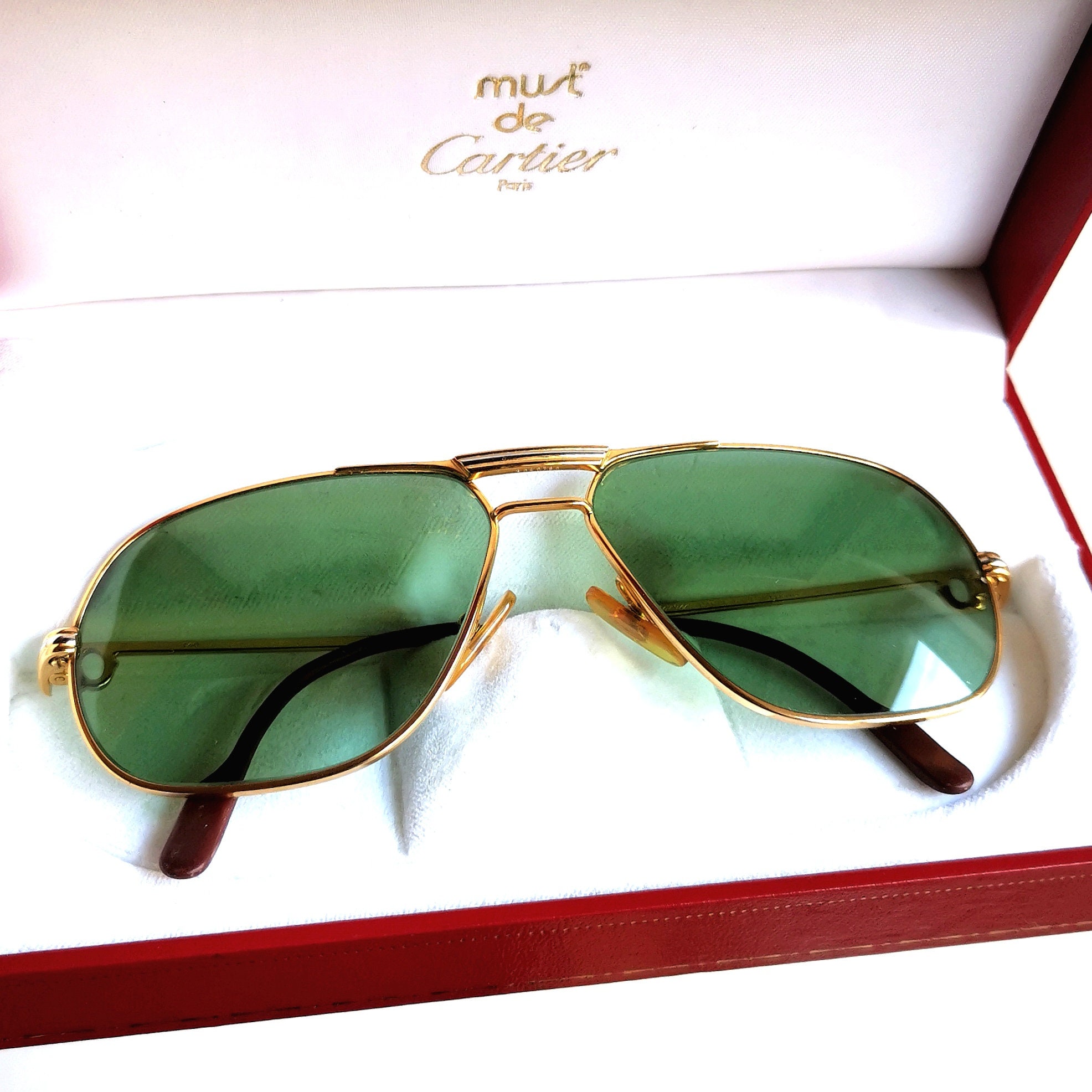 CARTIER Tank Santos Gold Filled Plated Sunglasses Vintage CARTIER Tank Santos Gold Filled Plated Sunglasses Vintage