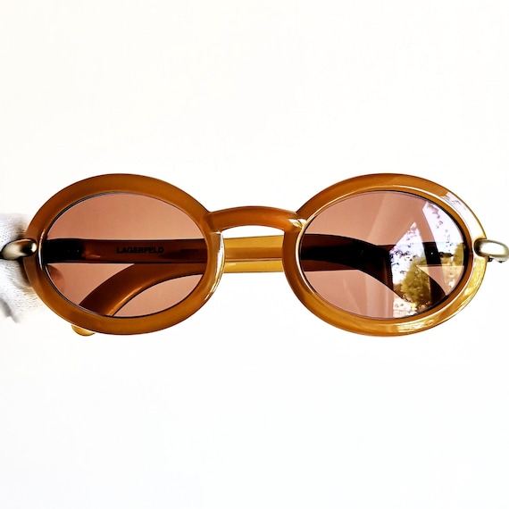 KARL LAGERFELD Vintage Sunglasses Rare Oval Round Orange