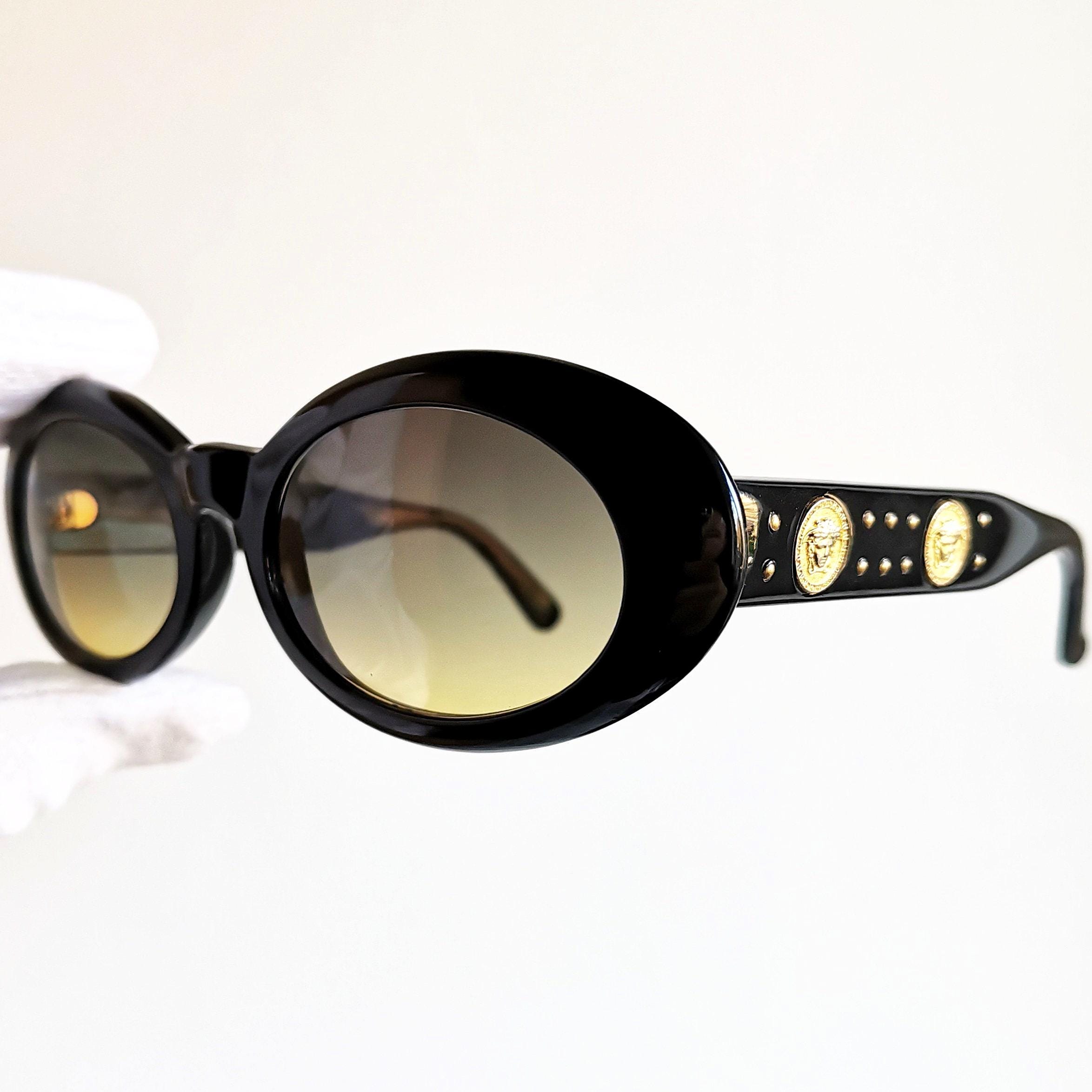 VERSACE Vintage Sunglasses Gold Black 527/B Oval Medusa  display picture 2
