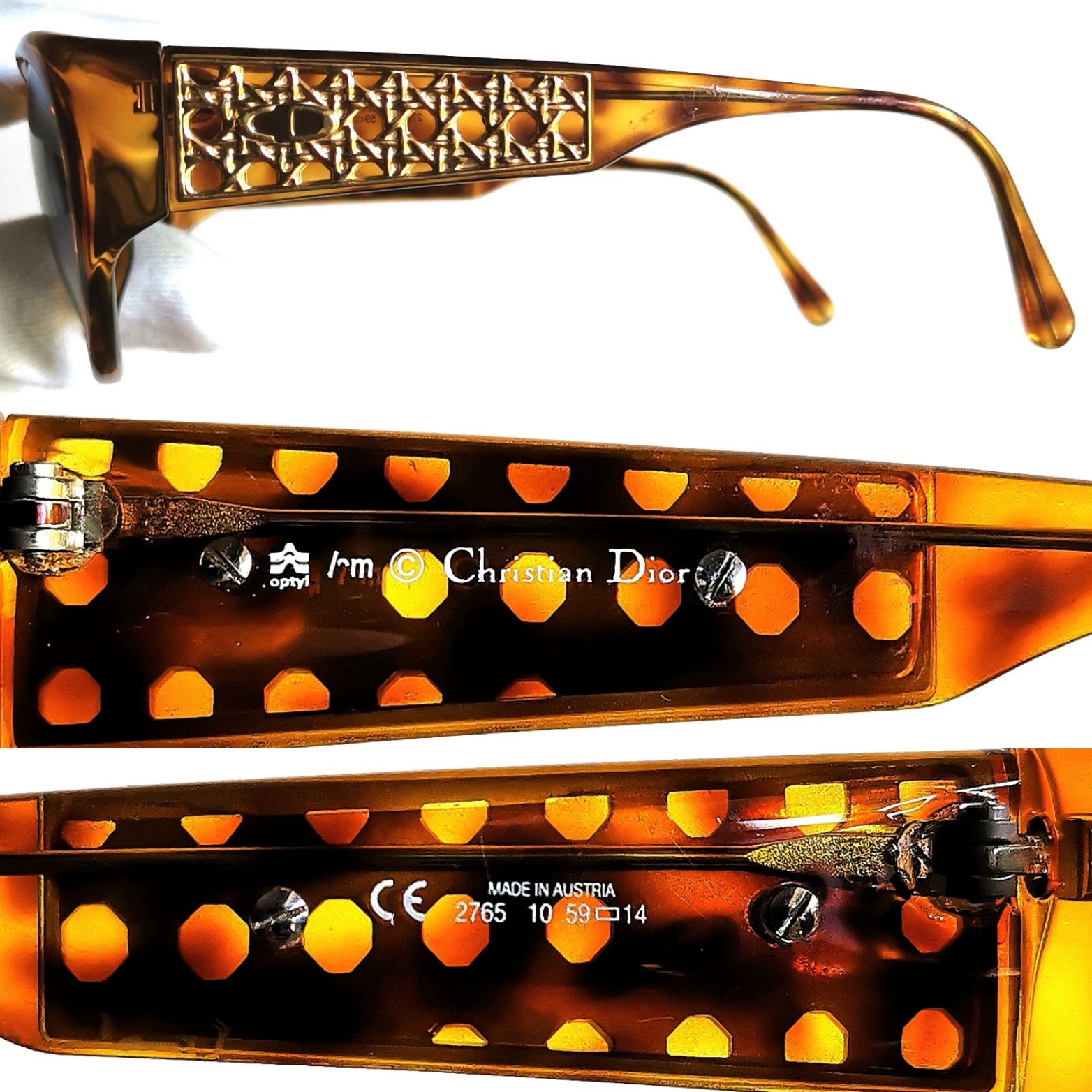 Vintage Christian Dior 2765 10 Sunglasses Brown Gold 59-14 DIOR Vintage Sunglasses Gold Wrap Tortoise Brown Christian  main image 2