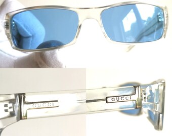 GUCCI Vintage Sunglasses Clear Silver Oval GG1444 Small Frame