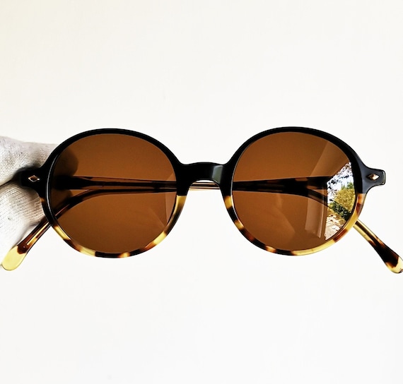 VOGUE Vintage Sunglasses Round Black Tortoise Brown 90s  display picture 1