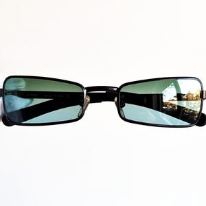FENDI Vintage Sonnenbrille selten rechteckig trapez winzige Fassung irisierende blau lila Traube Rihanna Migos small NEU 90er Jahre