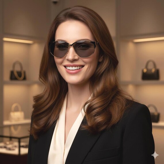 FENDI Vintage Sunglasses Gold Black Aviator Cateye FV61 Frame by