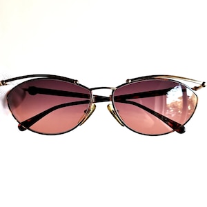 PALOMA PICASSO vintage sunglasses rare oval gold space age glam festival Tupac Migos Rihanna Bad Bunny 3829 frame new pink purple lens 90s