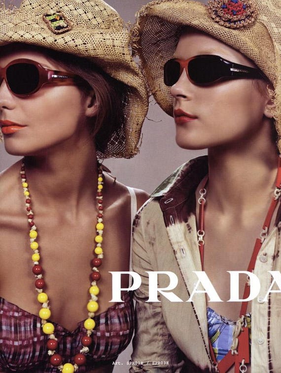 PRADA Vintage Sunglasses Clear Gray Oval Rectangular Silver SPR03E