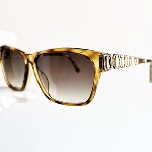CHRISTIAN LACROIX lunettes de soleil vintage rares carrées aviator tressé or 7376 wrap mask tortue marron Migos Rihanna Lady Gaga monture New NOS 90