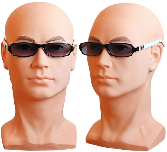 GUCCI Sunglasses Vintage Oval Black White Gold GG Logo 2568