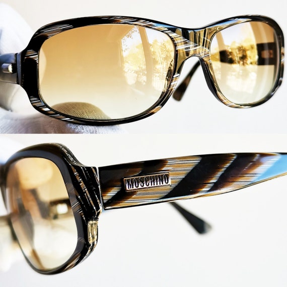 MOSCHINO Vintage Sunglasses Rare Yeezy Zebra Striped Horn