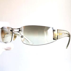 MOSCHINO Vintage Sonnenbrille klar silber verspiegelt oval wrap rahmenlos randlos M3188-S Rahmen Bella Hadid Kendall Jenner Rihanna neu NOS 90s y2k