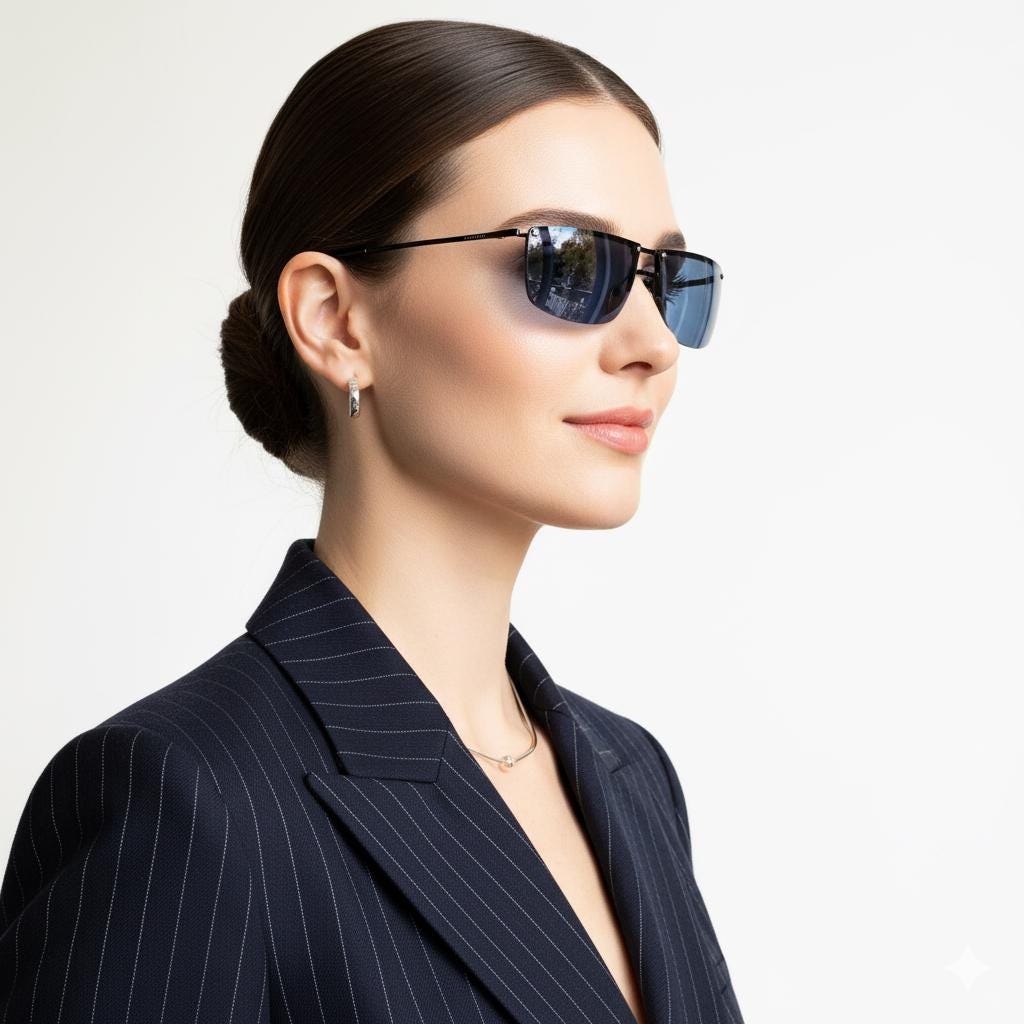 GUCCI Vintage Sunglasses Oval Wrap Half Rim Frameless Blue Lens