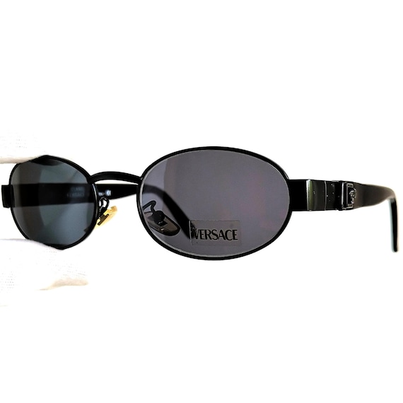 小物 Versace sunglasses Black archive y2k VERSACE Vintage Sunglasses Medusa Oval Black Small Tiny X18
