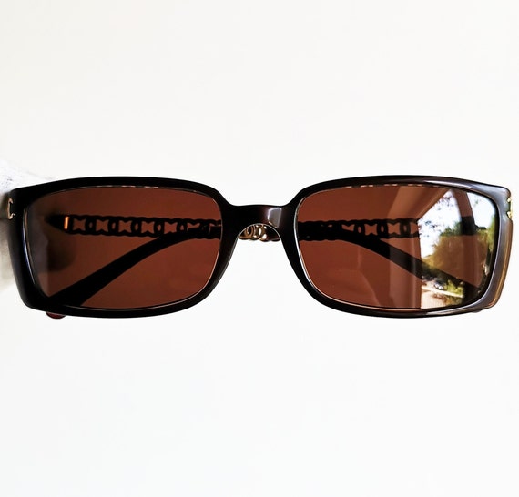 CHANEL vintage sunglasses rare rectangular oval r… - image 2