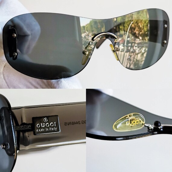 GUCCI vintage sunglasses rare gray silver clear m… - image 3