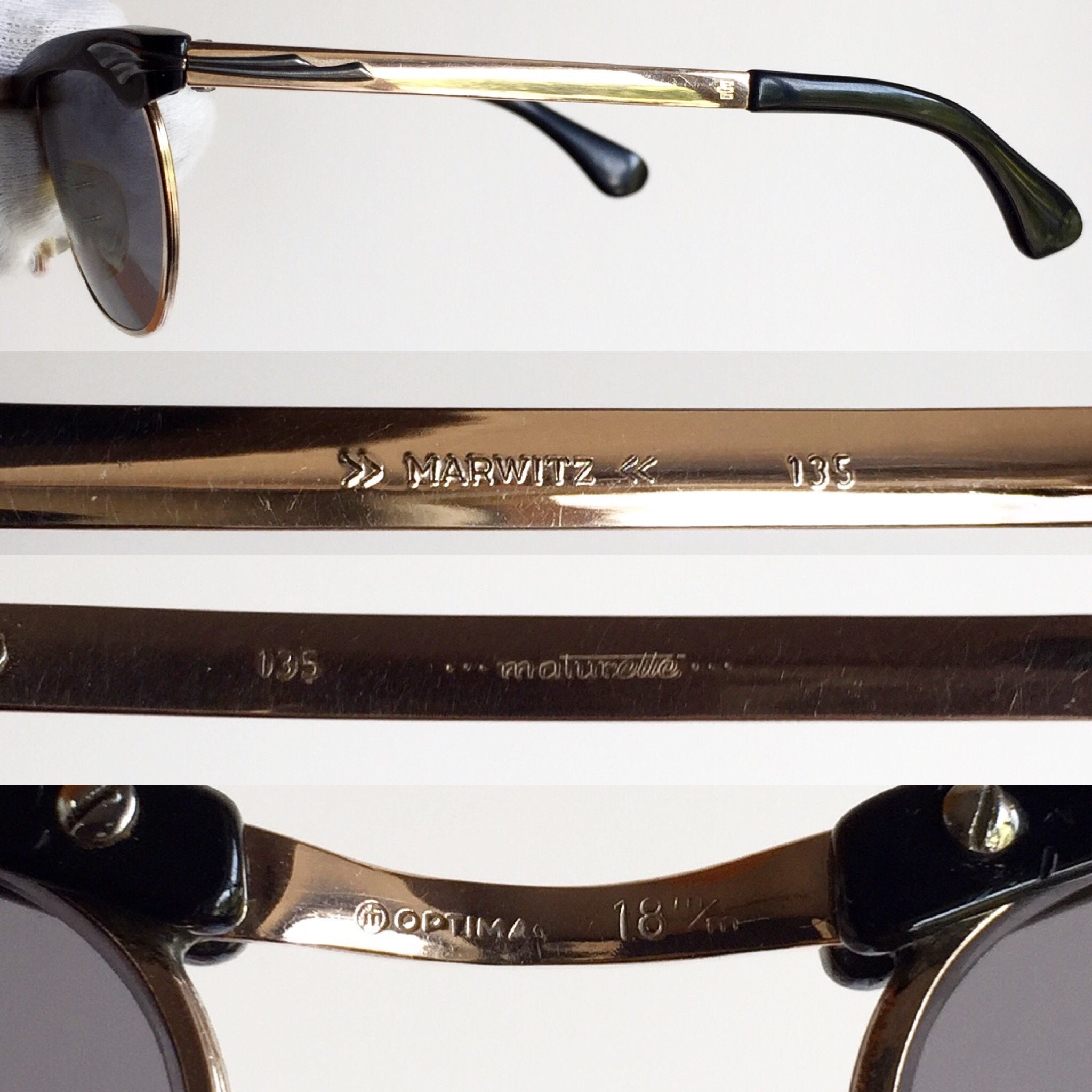 MARWITZ Gold Plated Sunglasses Vintage Square Small Optima 