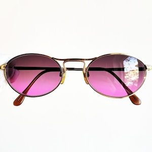 ARMANI vintage sunglasses rare oval gold frame New purple pink lens Emporio Giorgio 90s y2k Migos designer Rihanna Kylie Jenner Bella Hadid