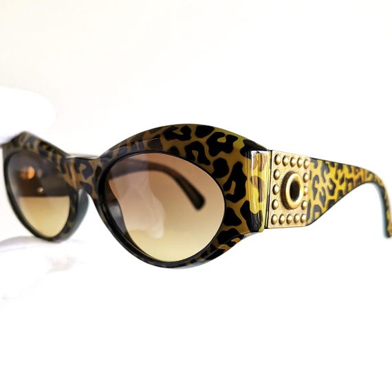 VERSACE Vintage Sunglasses Leopard Cheetah Jaguar Print 