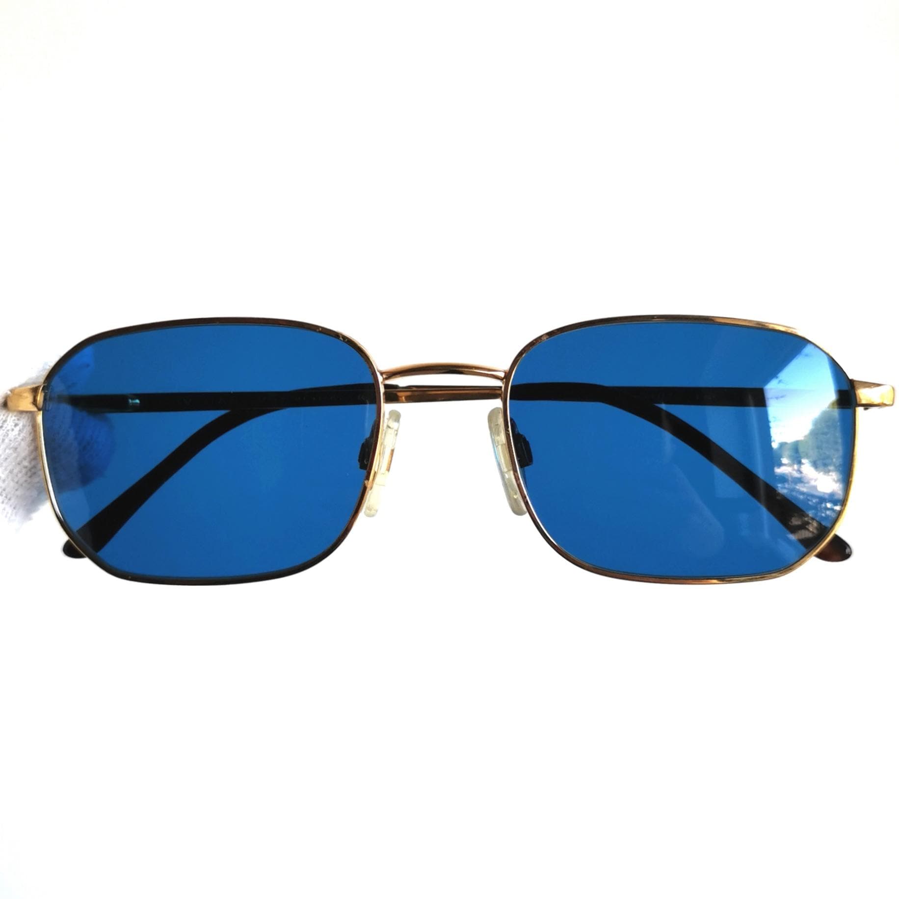 BVLGARI Vintage Sunglasses Oval Gold Squared Aviator 109 Bayonetta