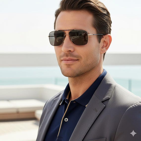 MARTINI RACING by Lozza Vintage Sunglasses Squared Aviator Silver