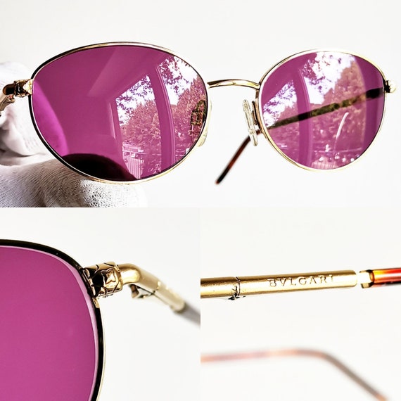 BVLGARI vintage sunglasses rare oval gold brown s… - image 3