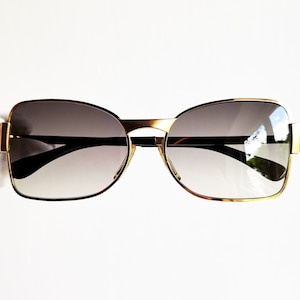 MARWITZ Gold filled plated sunglasses vintage rare oval rectangular trapeze odd Migos Rihanna Lady Gaga Kylie Jenner satin gray 70s new NOS