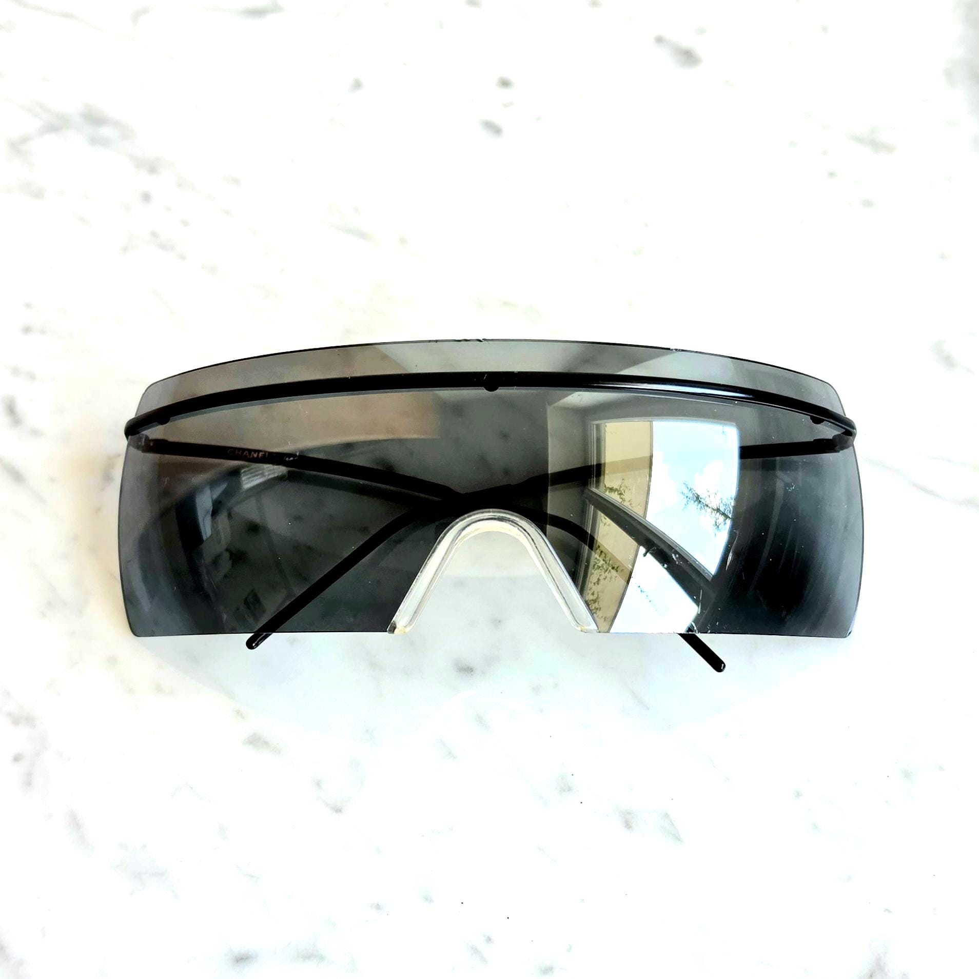 CHANEL Sunglasses Oversize Mask Vintage Wrap Squared Frameless