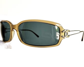 CHANEL Vintage Sunglasses Rare Rectangular Square Oval Black