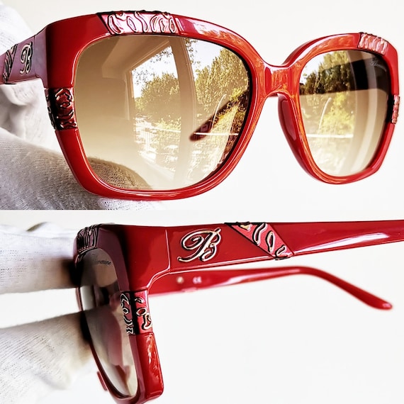 BLUMARINE vintage sunglasses rare square mask red… - image 3