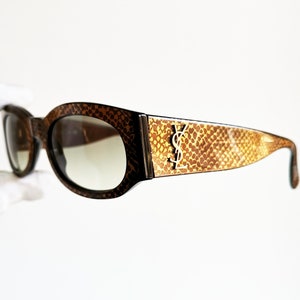 YVES SAINT LAURENT vintage Sunglasses Ysl 6545 frame snakeskin crocodile gold new Nos 90s