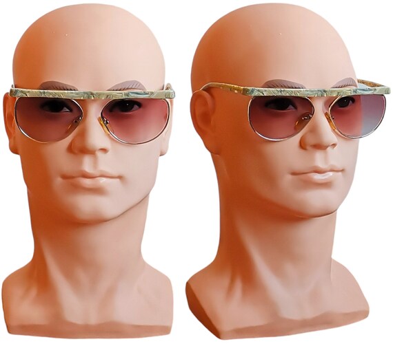 Claudio La Viola Vintage Sunglasses Gold Flat Top Marbled  display picture 1
