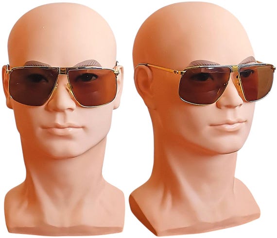 GUCCI Square Aviator Sunglasses Vintage 22k Gold Titanium Platinum