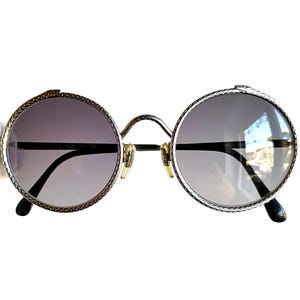 Valentino vintage zonnebril zeldzame ronde Ouroboros oneindig slangenleer Migos Kylie Jenner montuur zilvergrijs OLIVER jaren 90 ovaal 1821 nieuw NOS VLTN