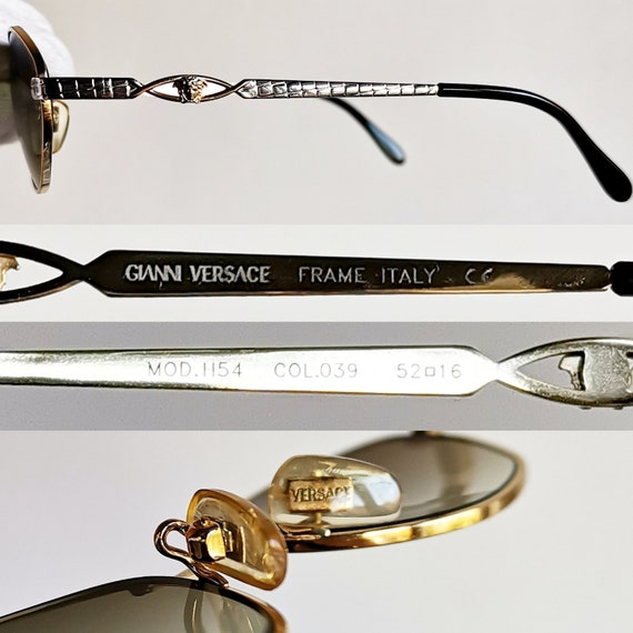 VERSACE small vintage sunglasses rare oval silver… - image 4