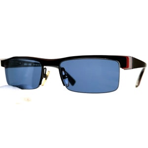 ALAIN MIKLI vintage sunglasses black red gray rectangular half rim A02002 Mojb Paris Migos 2Chainz Lady Gaga frame 90s y2k new blue lens NOS