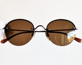ARMANI vintage sunglasses rare oval bronze brown rimless frameless round emporio giorgio Migos Rihanna 2Chainz frame lightweight 90s new NOS
