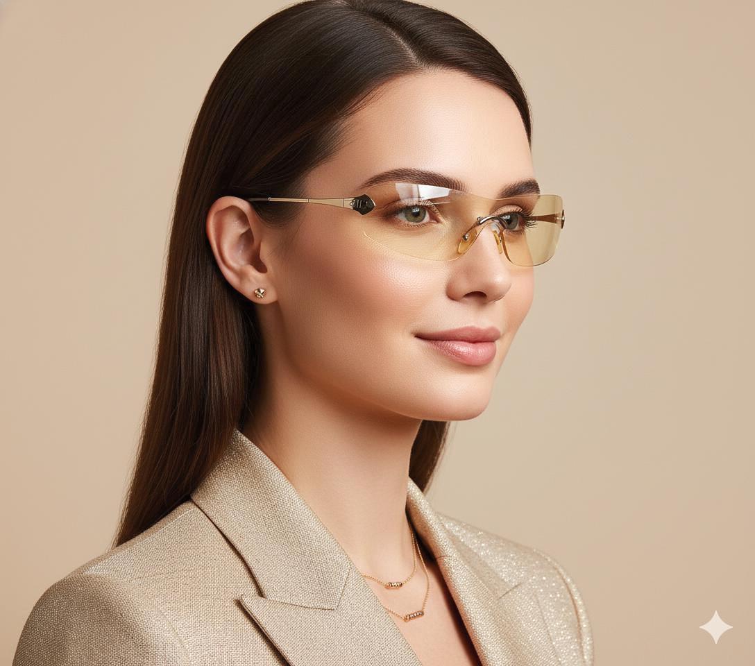 DIOR Absolute Vintage Sunglasses Silver Clear Frameless Wrap