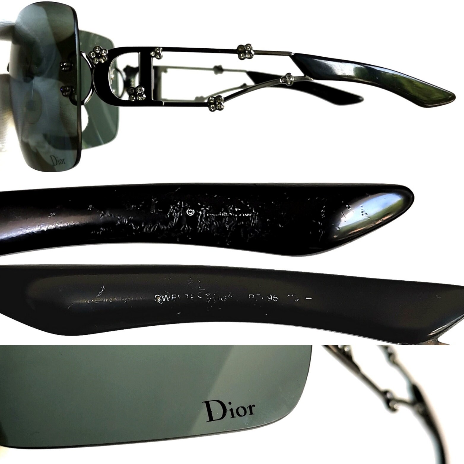 SWEETEST DIOR Vintage Sunglasses Black Mask Frameless SWEETEST DIOR Vintage Sunglasses Black Mask Frameless