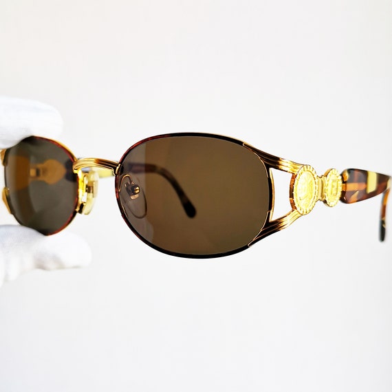 FENDI vintage sunglasses rare oval gold tortoise … - image 1